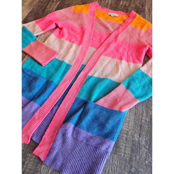 Scott & Scott London pink rainbow open cashmere cardigan Womens small bright - Picture 3 of 7